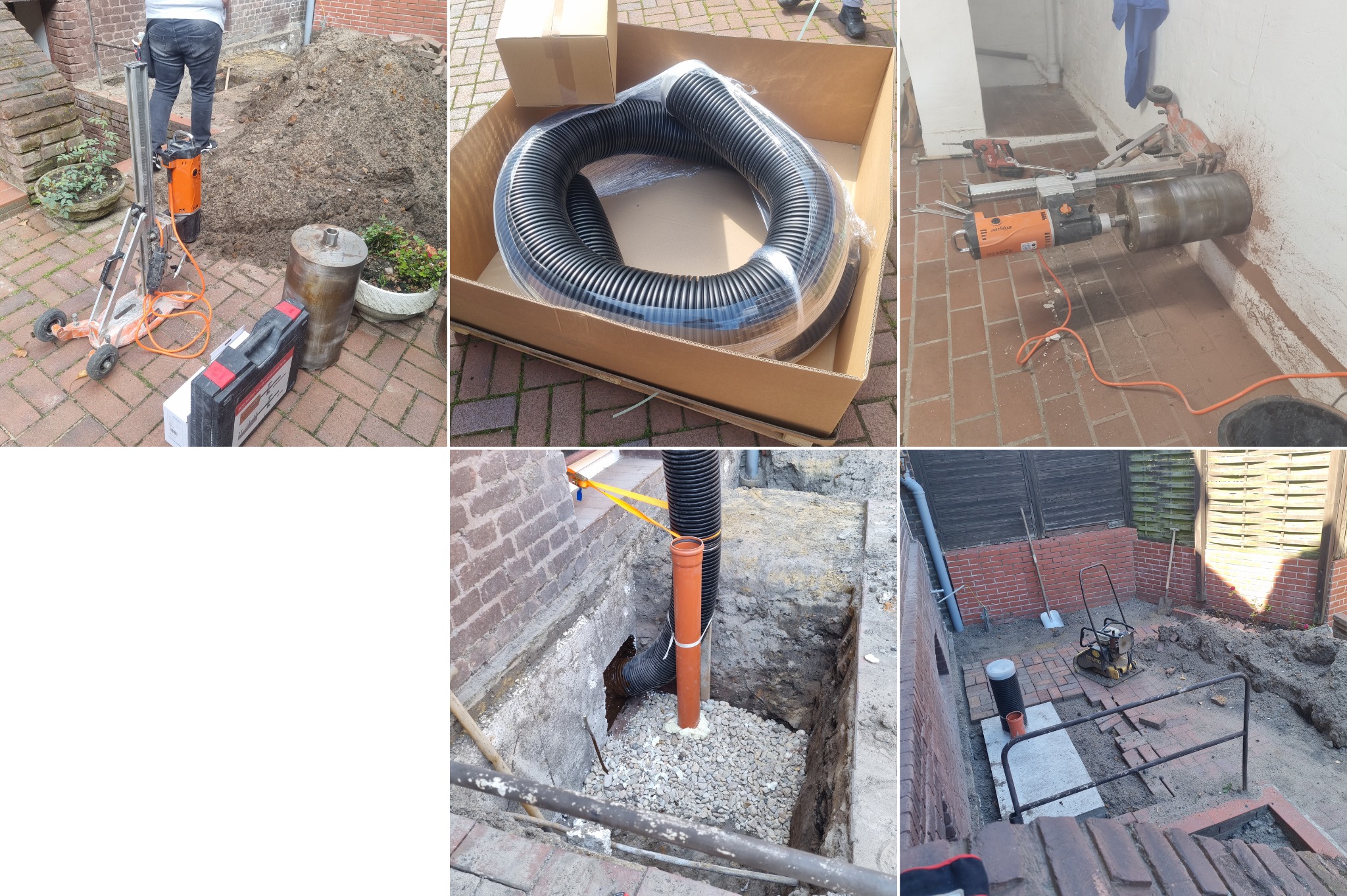 Fundament und Kernbohrung für eine Wärmepumpen-Installation